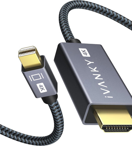 Mini Displayport to HDMI Cable, Mini DP (Thunderbolt) to HDMI Cable 6.6Ft,Nylon Braided,Aluminum Shell,Optimal Chip Solution for Macbook Air/Pro,Surface Pro/Dock,Monitor,Projector and More-1080P