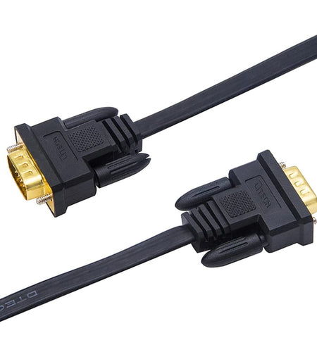 Thin Computer Monitor VGA Cable 6Ft Standard 15 Pin Connector Male to Male VGA Cord Flat Wire for Desktop (6 Feet, Black)