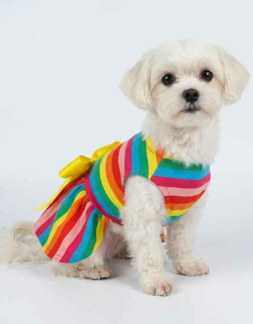 Load image into Gallery viewer, Striped Dog Dress, Summer Dog Clothes for Small Dogs Girl, Pet Cat Outfit, 100% Breathable Cotton, Yellow, Small

