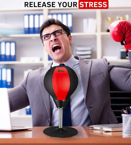Stress Buster Desktop Punching Bag - Suctions to Your Desk, White Elephant Gifts for Coworker Men and Women, Heavy Duty Stress Relief Ball, Gag Gifts Funny Desk Accessories