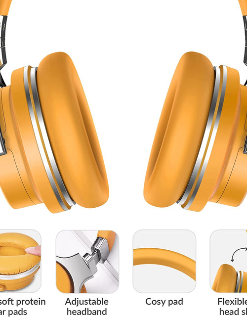 Load image into Gallery viewer, E7 Active Noise Cancelling Headphones Bluetooth Headphones with Microphone Deep Bass Wireless Headphones over Ear, Comfortable Protein Earpads, 30 Hours Playtime for Travel/Work, Yellow
