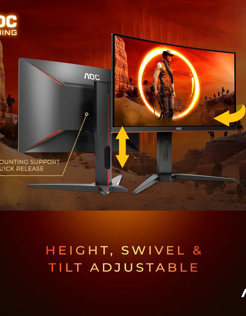 Load image into Gallery viewer, C24G1A 24" Curved Frameless Gaming Monitor, FHD 1920X1080, 1500R, VA, 1Ms MPRT, 165Hz (144Hz Supported), Freesync Premium, Height Adjustable Black

