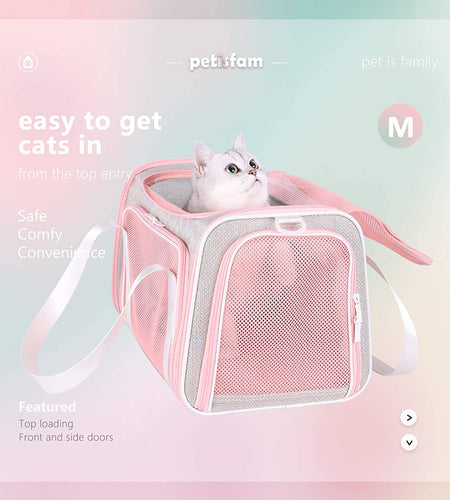 Soft Cute Travel Pet Carrier Bag for Medium Cats, Kitty and Puppy, Fantasy Pink, M