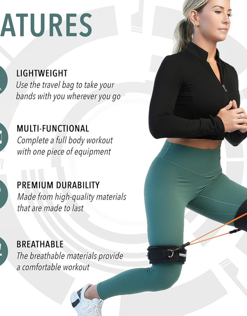 Load image into Gallery viewer, - Speed Agility Exercise Fitness Strength Leg Resistance Bands - Includes Stretching Strap and Digital Training Series – 3 Kit Levels – Youth, Intermediate, and Advanced Athletes
