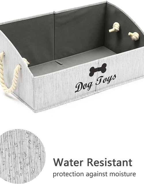 Load image into Gallery viewer, Large Dog Toys Storage Bins-Foldable Fabric Trapezoid Organizer Boxes with Weave Rope Handle,Collapsible Basket for Shelves,Dog Apparel(Gray-Dog)
