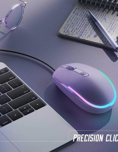 Load image into Gallery viewer, Wired Mouse - USB Computer Mouse Wired with RGB Backlit Optical LED Mouse with Attached USB Cord for Laptops Notebooks Chromebook - Purple
