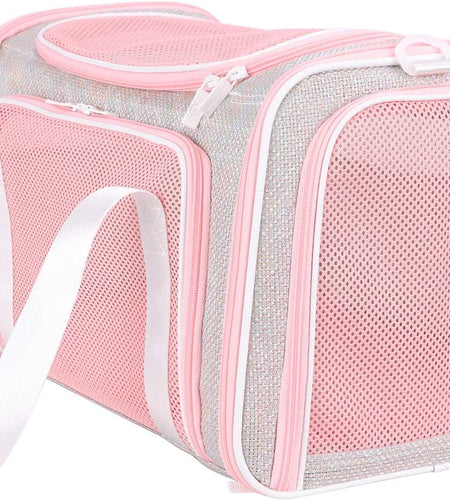 Soft Cute Travel Pet Carrier Bag for Medium Cats, Kitty and Puppy, Fantasy Pink, M