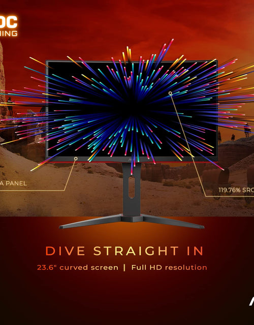 Load image into Gallery viewer, C24G1A 24" Curved Frameless Gaming Monitor, FHD 1920X1080, 1500R, VA, 1Ms MPRT, 165Hz (144Hz Supported), Freesync Premium, Height Adjustable Black

