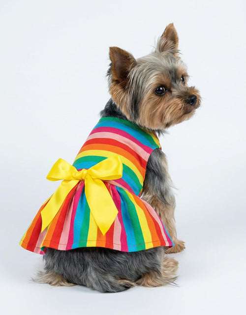 Load image into Gallery viewer, Striped Dog Dress, Summer Dog Clothes for Small Dogs Girl, Pet Cat Outfit, 100% Breathable Cotton, Yellow, Small
