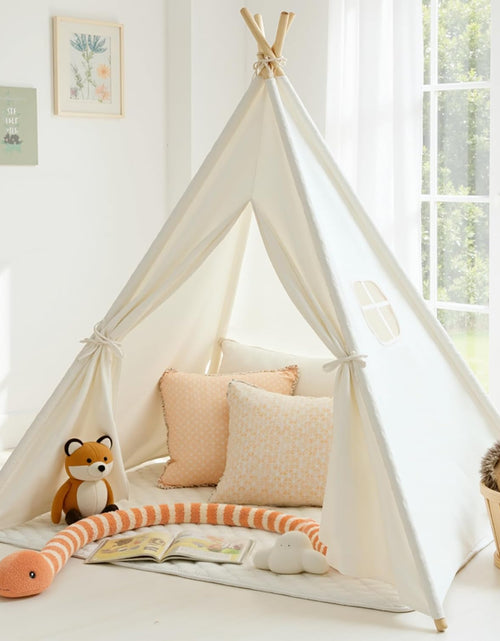 Load image into Gallery viewer, Teepee Tent for Kids with Carry Case, Natural Cotton Canvas Teepee Play Tent, Toys for Girls/Boys Indoor &amp; Outdoor Playing

