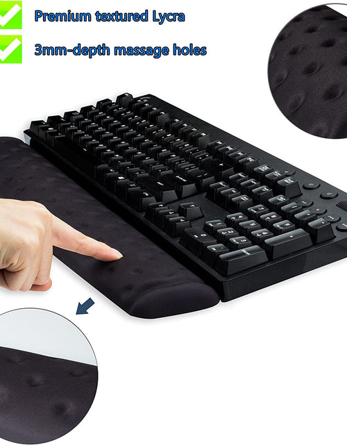 Load image into Gallery viewer, Memory Foam Mouse &amp; Keyboard Wrist Rest Support Pad Cushion Set for Computer, Laptop, Office Work, PC Gaming - Massage Holes Design - Easy Typing Wrist Pain Relief (Black)
