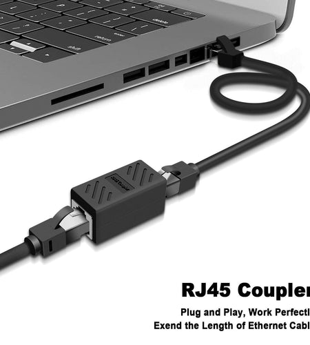RJ45 Coupler, Ethernet Connectors, Shielded In-Line Coupler for Cat7/Cat6/Cat5E/Cat5 Ethernet Cable Extender Connector - Female to Female (Black-20 Pack)