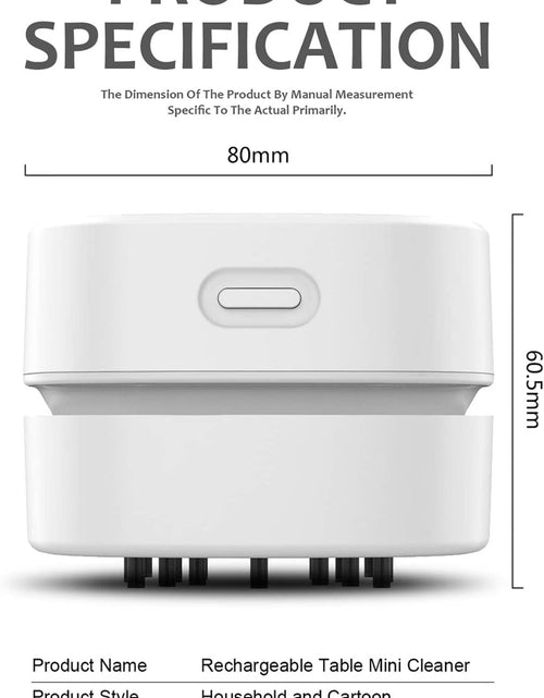 Load image into Gallery viewer, Desktop Vacuum Cleaner, Mini Table Dust Sweeper Energy Saving,High Endurance up to 90 Mins,Cordless&amp;360º Rotatable Design for Keyboard/Home/School/Office(White)
