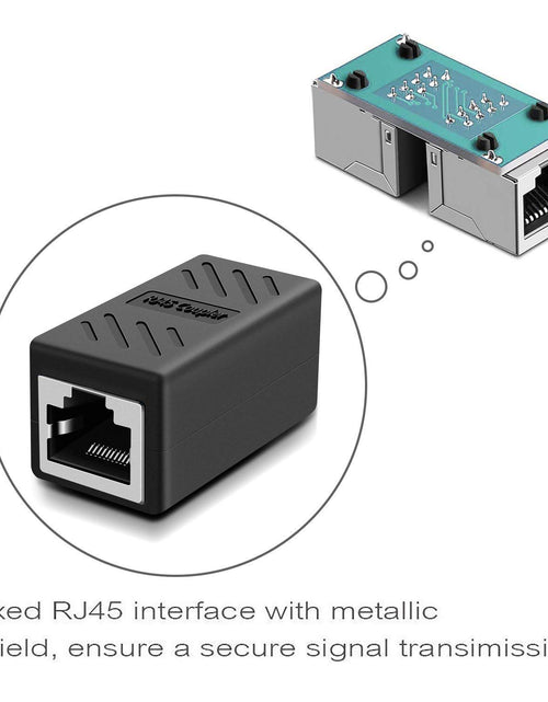 Load image into Gallery viewer, RJ45 Coupler, Ethernet Connectors, Shielded In-Line Coupler for Cat7/Cat6/Cat5E/Cat5 Ethernet Cable Extender Connector - Female to Female (Black-20 Pack)
