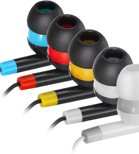 Bulk Earbuds Headphones Wholesale Earphones KWA-19B Wired 100 Pack Disposable Ear Buds Bulk Multi Colored Headphones for School Classroom Students