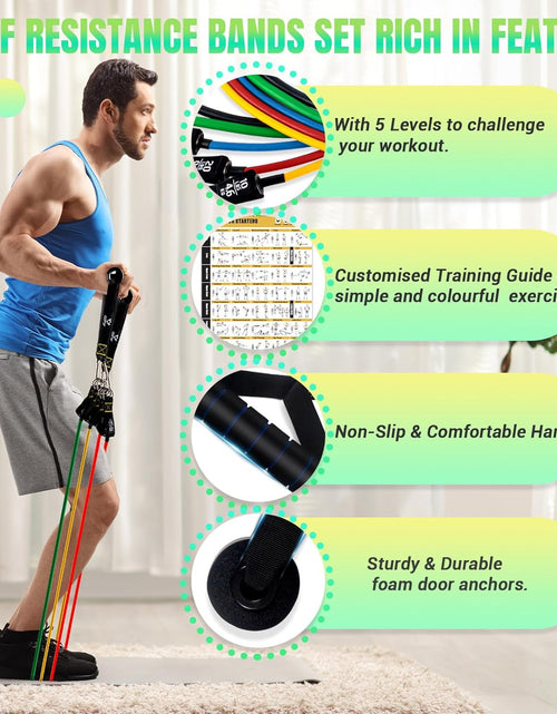 Load image into Gallery viewer, Resistance Bands Set with Handles, Exercise Bands Workout Bands Fitness Bands with Door Anchor, Legs Ankle Straps for Resistance Training，Physical Therapy，Home Gym Workout
