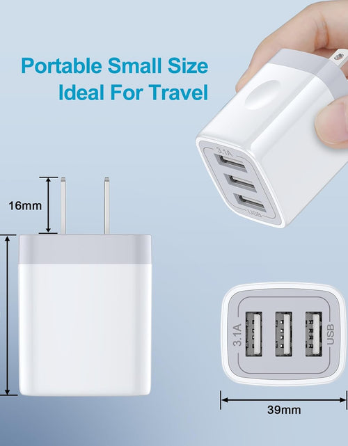 Load image into Gallery viewer, USB Wall Charger,  2Pack Wall Plug 3-Port USB Charging Station 3.1A Power Adapter Multi Port Quick Charger Block Cube for Iphone 15 14 13 12 11 Pro XS MAX 8 Plus,Ipad,Samsung Galaxy S23 S22 S21

