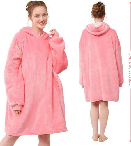 Blanket Hoodie,Oversized Wearable Sherpa Fleece Blanket Sweatshirt,Super Soft Warm Cozy with Giant Pocket,Gifts for Women Men Adults Teenagers Kids, One Size Fits All