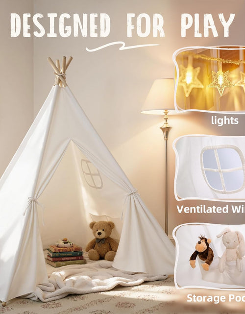 Load image into Gallery viewer, Teepee Tent for Kids with Carry Case, Natural Cotton Canvas Teepee Play Tent, Toys for Girls/Boys Indoor &amp; Outdoor Playing
