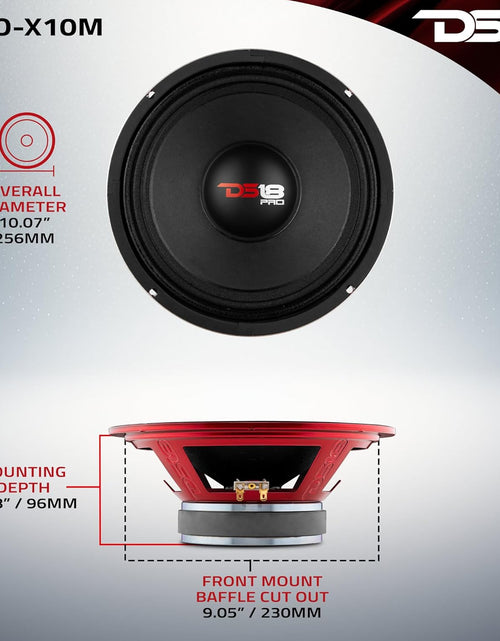 Load image into Gallery viewer, PRO-X10M Loudspeaker - 10", Midrange, Red Steel Basket, 600W Max, 300W RMS, 8 Ohms - Premium Quality Audio Door Speakers for Car or Truck Stereo Sound System (1 Speaker), Classic
