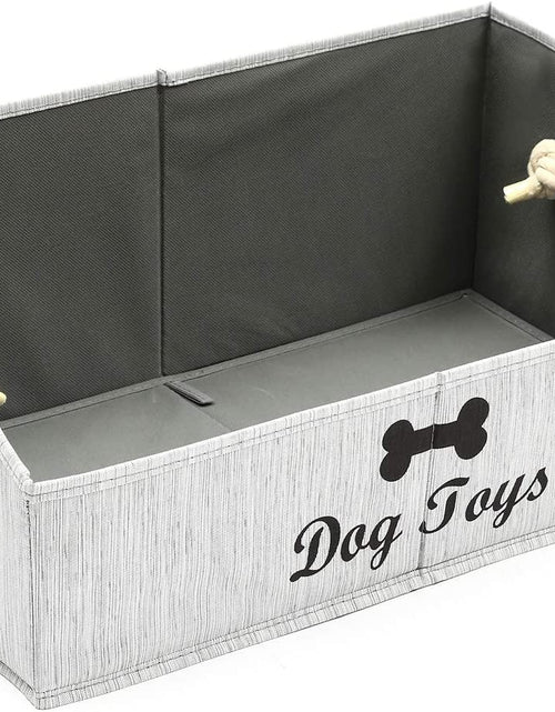 Load image into Gallery viewer, Large Dog Toys Storage Bins-Foldable Fabric Trapezoid Organizer Boxes with Weave Rope Handle,Collapsible Basket for Shelves,Dog Apparel(Gray-Dog)
