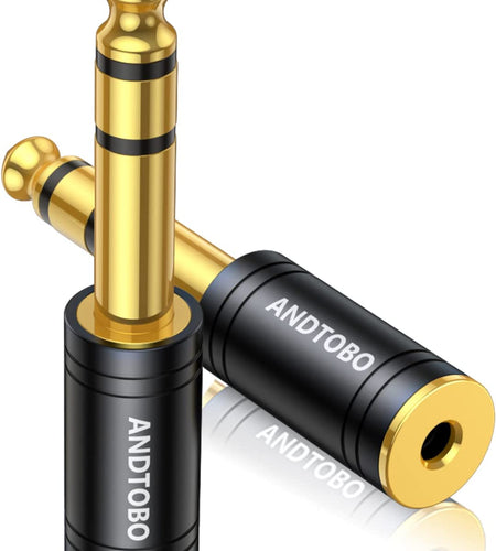 1/4 Inch Male to 3.5Mm Female Stereo Audio Jack Pure Copper Adapter for Headphone, Amp, 2 Pack-Black