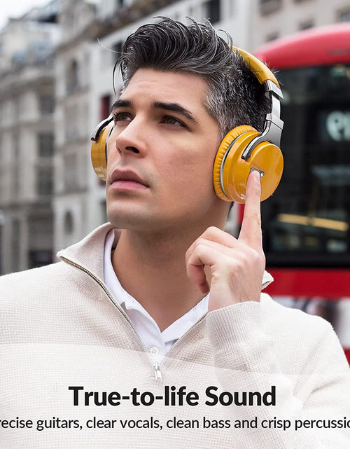 Load image into Gallery viewer, E7 Active Noise Cancelling Headphones Bluetooth Headphones with Microphone Deep Bass Wireless Headphones over Ear, Comfortable Protein Earpads, 30 Hours Playtime for Travel/Work, Yellow
