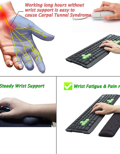 Load image into Gallery viewer, Memory Foam Mouse &amp; Keyboard Wrist Rest Support Pad Cushion Set for Computer, Laptop, Office Work, PC Gaming - Massage Holes Design - Easy Typing Wrist Pain Relief (Black)
