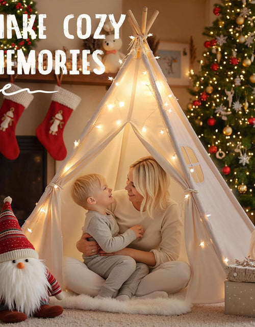 Load image into Gallery viewer, Teepee Tent for Kids with Carry Case, Natural Cotton Canvas Teepee Play Tent, Toys for Girls/Boys Indoor &amp; Outdoor Playing
