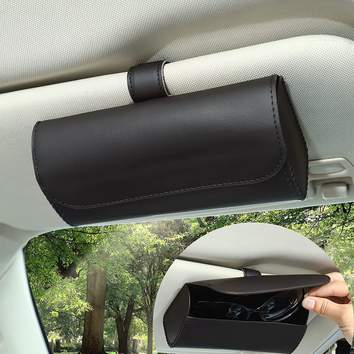 Sunglasses Holder for Car Sun Visor, Auto Eyeglasses Organizer Box, Vehicle Visor Accessories Glasses Protective Storage Case for Woman Man
