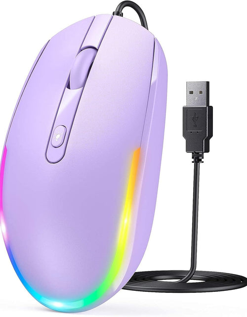 Load image into Gallery viewer, Wired Mouse - USB Computer Mouse Wired with RGB Backlit Optical LED Mouse with Attached USB Cord for Laptops Notebooks Chromebook - Purple
