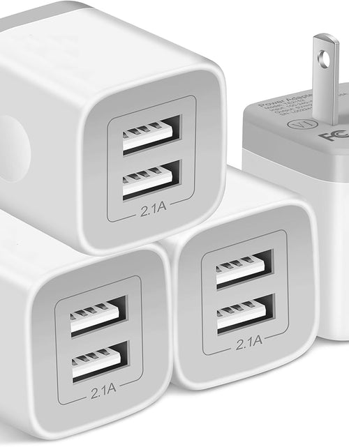 Load image into Gallery viewer, USB Wall Charger,4-Pack 2.1A Dual Port USB Cube Power Adapter Wall Charger Plug Charging Block Cube for Phone 8/7/6 Plus/X, Pad, Samsung Galaxy S5 S6 S7 Edge,Lg, Android (White)
