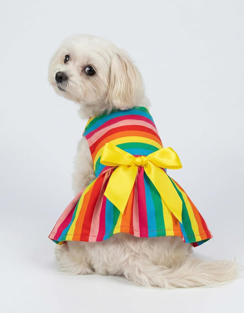 Load image into Gallery viewer, Striped Dog Dress, Summer Dog Clothes for Small Dogs Girl, Pet Cat Outfit, 100% Breathable Cotton, Yellow, Small
