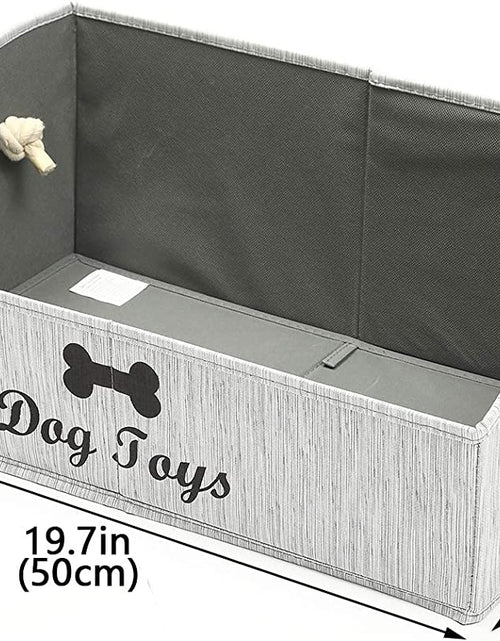 Load image into Gallery viewer, Large Dog Toys Storage Bins-Foldable Fabric Trapezoid Organizer Boxes with Weave Rope Handle,Collapsible Basket for Shelves,Dog Apparel(Gray-Dog)
