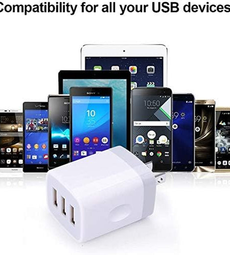 USB Charging Plug, Wall Charger Adapter,  3Pack Universal Travel 3.1A 3Muti Port Fast Charging Block Compatible with Iphone 15 14 13 12 SE 11 Xs Pro,Samsung Galaxy S23 S22 S21 S20 Ultra, Google