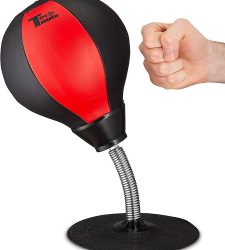Stress Buster Desktop Punching Bag - Suctions to Your Desk, White Elephant Gifts for Coworker Men and Women, Heavy Duty Stress Relief Ball, Gag Gifts Funny Desk Accessories